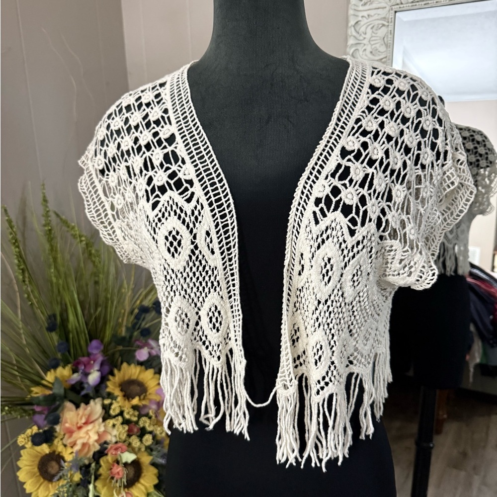 Maurice’s • Boho Crochet Fringe Shrug Coverup